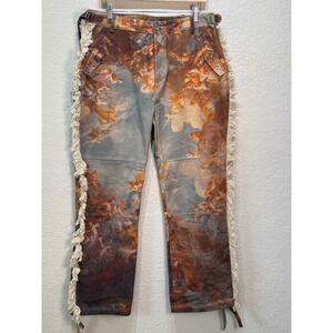 Maniere De Voir Multicolor Trousers with Fringe Detail